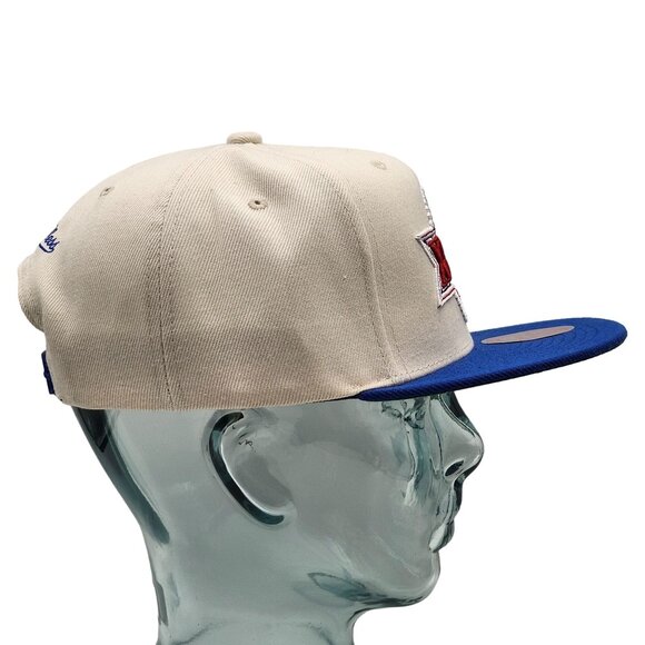NFL Super Bowl XXVI 26 Mitchell And Ness Snapback Hat Cream Blue NWT - Picture 8 of 13